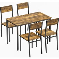 HOMCOM Esstisch-Set mit 4 Stühlen, Küchentisch für 4 Personen, rechteckige Tischplatte 108 cm, Metallbeine, Industrie-Stil, für kleine Räume, rustikales Braun Aosom