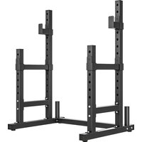 SPORTNOW Support pour barre 2 niveaux Porte-disques en acier Râtelier pour barre jusqu'à 300 kg Noir