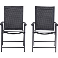 Outsunny Ensemble 2 chaises de jardin pliantes avec accoudoirs en métal et Texteline, 58x64x94c