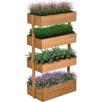Outsunny Jardinière en bois 4 niveaux Jardinière surélevée extérieure avec trous de drainage 80x45x142 cm Orange