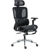 HOMCOM Fauteuil de bureau Ergonomique Chaise de bureau avec soutien lombaire et appuie-tête réglables accoudoirs 6D relevables repose-pieds maille