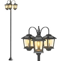 Outsunny Lampadaire extérieur solaire à 3 têtes, lampadaire jardin, éclairage LED, capteur automatique crépuscule à l'aube, noir
