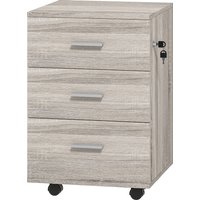 Vinsetto Schubladen-Container mit 3 Schubladen, Bürocontainer auf Rollen, Schloss, 2 Schlüssel, mobiler Aktenschrank, für Arbeitszimmer, Wohnzimmer, 40x40x61,5 cm, Grau Aosom