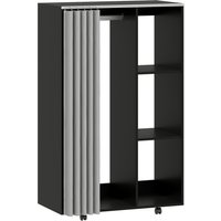 HOMCOM HOMCOM Kleiderschrank mobiles Aufbewahrungsmöbel 4 Rollen mit Kleiderstange und offenen Regalen, rollender Kleiderschrank fürs Schlafzimmer, 80x40x128cm, schwarz Aosom