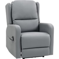 HOMCOM Fauteuil massant avec fonction d'inclinaison, similicuir, réglable électriquement, repose-pieds, poche latérale, cadre en acier, Grau