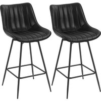 HOMCOM 2er-Set Barhocker, drehbar, hohe Küchenhocker mit gebogener Rückenlehne und Fußstütze, PU-Bezug, Stahlgestell, schwarz Aosom