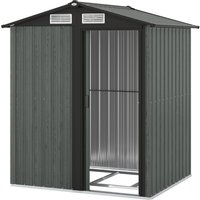 Outsunny Abri de Jardin pour Outils en Acier avec Toit Incliné et 4 Prises d'Air, 152x132x188 cm, Gris