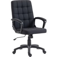 Vinsetto Bürostuhl, Drehstuhl mit Bezug aus synthetischem Leinen, höhenverstellbar, wippbar, mittelhoher Rücken, mit Armlehnen und Rollen, Schwarz Aosom