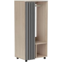 HOMCOM HOMCOM mobile Kleidergarderobe mit Vorhang, Aufbewahrungsschrank mit 4 Rollen, Kleiderstange und Regalen, rollbarer Kleiderschrank für Schlafzimmer, 60 x 40 x 128 cm, Naturholz-Optik Aosom