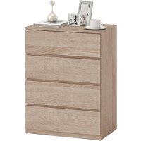 HOMCOM Commode 4 tiroirs en bois avec rails métalliques et poignées rainurées, 60x40x80 cm, cou