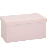 HOMCOM Aufbewahrungs-Pouf, Faltbare Aufbewahrungsbank, 84 L, 76x38x38 cm, Bezogen mit Kunstleinen, Aufbewahrungsbox, Traglast 120 kg, Hocker für Wohnzimmer, Schlafzimmer, Flur, Rosa Aosom