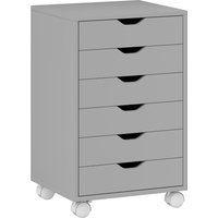 HOMCOM Rollcontainer für Schreibtisch, mobiler Aktenschrank mit 6 Schubladen, Druckerablage mit Rollen, leise Schubladenführungen, für Büro & Zuhause, Grau Aosom