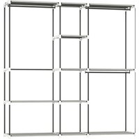 HOMCOM HOMCOM Kleiderschrank, Garderobe, 182x43x185 cm, offener Schrank mit 8 Stoffregalen, Kleiderstangen, Metallrahmen, für Schlafzimmer, Wohnzimmer, Ankleidezimmer, Hellgrau Aosom