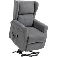 Power Lift Recliner Armchair Electric Lift Chair Elderly Fabric Riser Reclining Chair Remote Control Side Pockets Extended Footrest Living Room Charcoal Grey