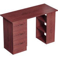 Computer Desk Writing Table PC Workstation 3 Storage Shelves Drawers Handle Home Office Walnut