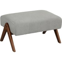 HOMCOM Fußhocker Wohnzimmer Niedriger Hocker Cordbezug Ottomane Rechteckig Gepolsterter Sitz mit Holzbeinen für Wohnzimmer Schlafzimmer Hellgrau Aosom