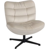 HOMCOM drehbarer Wohnzimmer-Sessel 360°, gepolsterter Chenille-Sessel ohne Armlehnen, extra breite Sitzfläche und Rückenlehne, gekreuzte Stahlfüße, Sessel für Schlafzimmer, Wohnzimmer, Büro, Creme Aosom