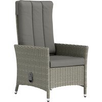 Rattan Garden Recliner Chair Wicker Reclining Armchair Adjustable Backrest Cushion Outdoor Lounge Sun Lounger Armrests Patio Balcony Porch