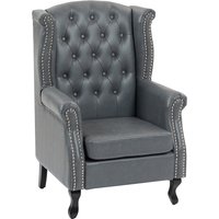 Wingback Accent Chair Tufted Chesterfield style Armchair Nail Head Trim Living Room Bedroom