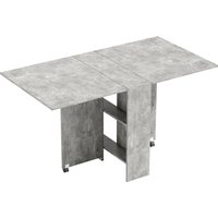 Folding Kitchen Table Drop Leaf Dining Table Small Spaces w 2 tier Shelves Kitchen Table w Rolling Casters Cement Aosom UK