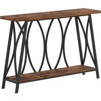 Narrow Console Table Industrial 2 Tier Sofa Table Metal Frame Entryway Living Room 120x30x80cm Rustic