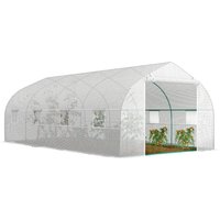 Outsunny Serra da Giardino 6x3x2m con 8 Finestre e Porta Avvolgibile, Copertura Anti-Raggi UV, Serra per Orto in Acciaio e PP, Bianco Aosom Italy