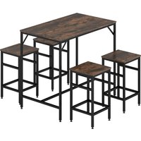 Industrial Rectangular Bar Table Stools 4 Stools Dining Table Chairs Set Dining Room Bar Table Set Dinette Aosom UK