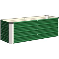 Outsunny Fioriera da Giardino Senza Fondo con 2 Aree di Coltivazione, in Acciaio, 125x47x40 cm, Verde Aosom