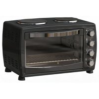 Small Oven 2 Hot Plates Countertop Toaster Oven Grill Roast Bake Boil Timer Adjustable Temperature 2600W
