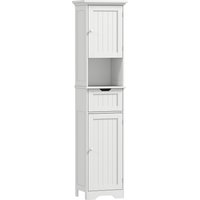 Slim Bathroom Storage Cabinet Sensor Lights Space Saving Modern Design Aosom UK
