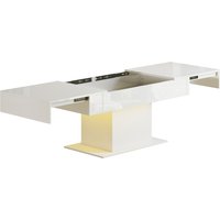 Extendable Coffee Table LED Lights Storage High Gloss