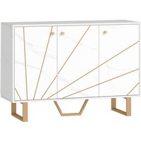 Sideboard Storage Cabinet Modern Storage Cupboard Adjustable Shelves Metal Legs Living Room Kitchen Dining Room Entryway Marble Tone