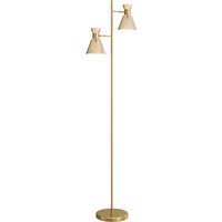 Floor Lamp Adjustable Dual Head Modern Standing Lamp Floral Glass Shades Foot Switch Living Room Bedroom E27 Socket Bulb Not Included Tone