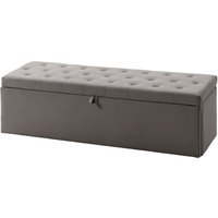 HOMCOM Pouf de rangement, Banc de rangement 141L 137x41x42 cm Revêtement en velours Coffre de rangement Charge 240 kg Gris