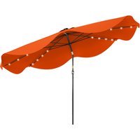 Solar Patio Umbrella LED Tilt Outdoor Market Table Umbrella Parasol Crank 3 x 3