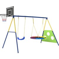 4 1 Swing Set Saucer Swing Basketball Hoop Football Goal Outdoor Playground Playset Garden