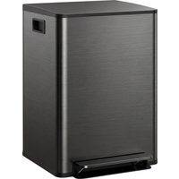 Dual Kitchen Bin 2 x Double Bin Recycling Waste Stainless Steel Pedal Bin w Soft Close Lid Removable Inner Buckets Aosom UK