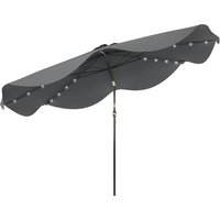 Solar Patio Umbrella LED Tilt Outdoor Market Table Umbrella Parasol Crank 3 x 3 Dark Grey
