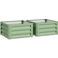 Set Two 60 x 60cm Steel Planter Boxes Light Green