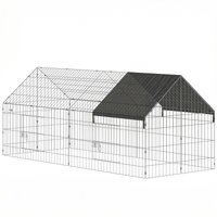 PawHut Rabbit Run with Protective Cover for Small Animals, Chickens, Guinea Pigs, Tortoises, 180 x 75 x 75 cm, Black