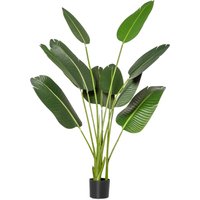 HOMCOM Albero Artificiale di Banano 160 cm con Vaso e 10 Foglie Realistiche, Pianta Finte Tropicale per Decorazioni Interni ed Esterni, Verde Aosom