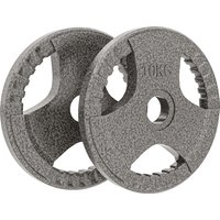 Olympic Weight Plates 2 Piece Grip Plate Set Strength Training Crossfit & Weightlifting Aosom UK