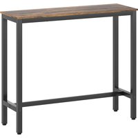 Rectangular Bar Table Wood Effect Pub Coffee Table Small Space Breakfast Dining Kitchen Industrial Rustic