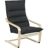 HOMCOM Moderner Wohnzimmersessel mit hoher Rückenlehne, Armlehnen und Holzbeinen, Samtbezug, Sessel für Schlafzimmer und Wohnzimmer, Schwarz Aosom