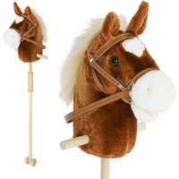 Stick Horse Wood Wheels Real Pony Neighing Galloping Sounds Grip Handle 95 cm