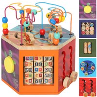 Wooden Activity Cube Toys Bead Maze Pattern Sorter Toddlers 18+ Months
