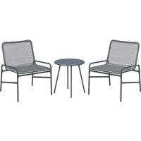 Outsunny Rattan Bistro Set, 3-piece Garden Furniture Set with 2 Garden Chairs, Coffee Table, Rattan Seat & Backrest, Dark Gray | Aosom Ireland