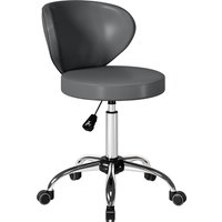 HOMCOM Hocker auf Rollen, Massagehocker mit PU-Bezug, höhenverstellbar 73-88 cm mit Rückenlehne, 360° drehbar, Stahlgestell, für Massagesalon, Tätowierstudio, Klinik, Spa, Grau Aosom