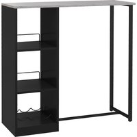 HOMCOM Breakfast Bar Table, Bar Table with 3-Tier Storage Shelf and Wine Rack, 105W x 40D x 105H cm, Black