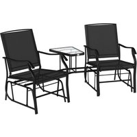Garden Double Glider Rocking Chairs Gliding Love Seat Middle Table Conversation Set Patio Backyard Relax Outdoor Furniture